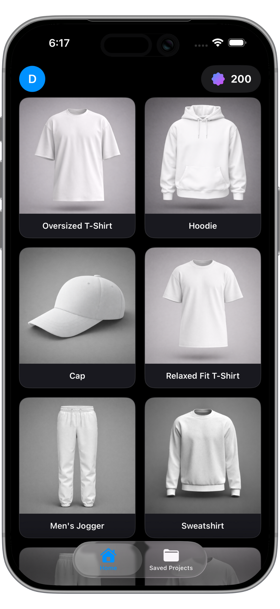 FitMockup app interface showing 3D T-shirt mockup creation with color customization options